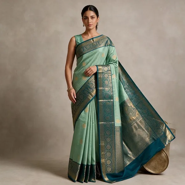 Green_Kanchi_Soft_Silk_Woven_Motif_Traditional_Saree_For_Women