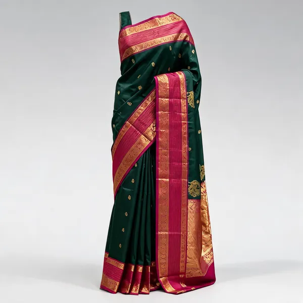 Green__Kanchi_Soft_Silk_Woven_Saree_Pink_Gold_Border_For_Women