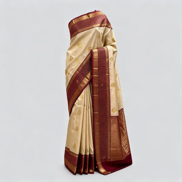 Cream_Kanchi_SoftSilk_Woven_Traditional_Maroon_Border_Saree_For_Women
