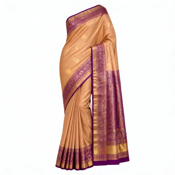 Peach_Gold_Kanchi_Soft_SilkWoven_Traditional_Saree_For_Women