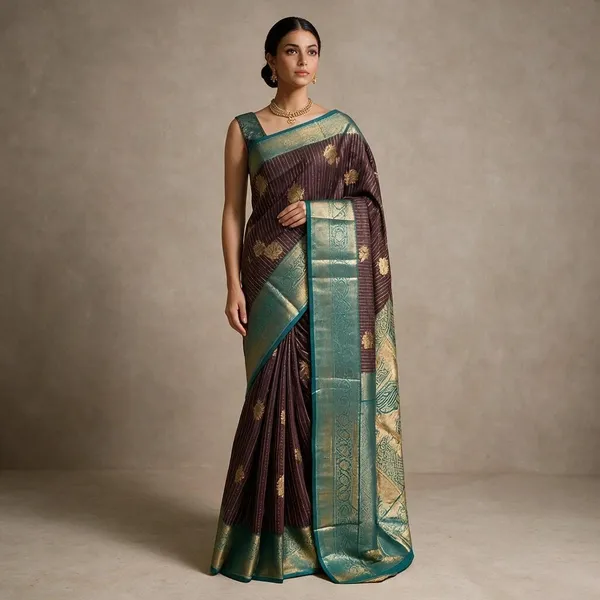 Brown_Teal_Kanchi_Soft_Silk_Woven_Traditional_Saree_For_Women