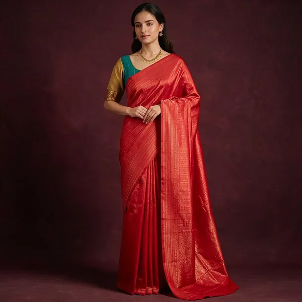 Red_Silk_Woven_Traditional_Saree_For_Women