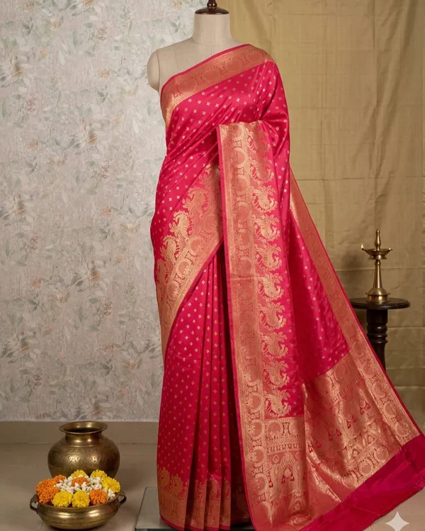 Pink_Woven_Zari_Border_Saree_For_Women
