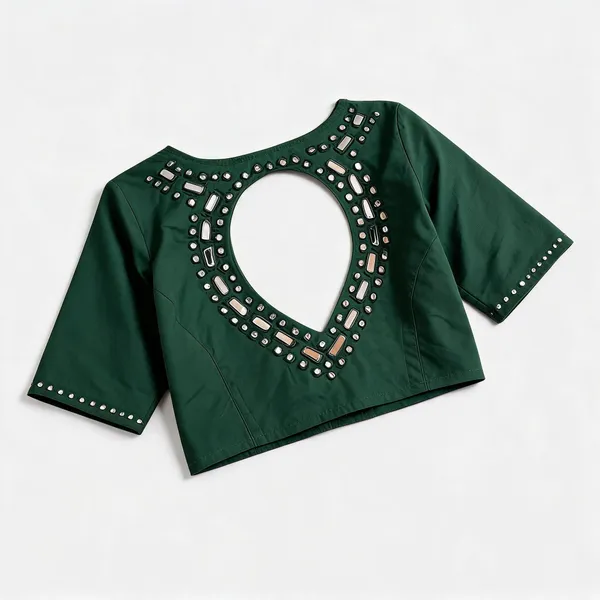 Green_Malai_Cotton_Orginal_Mirror_Embellished_Open_Back_Blouse_For_Women