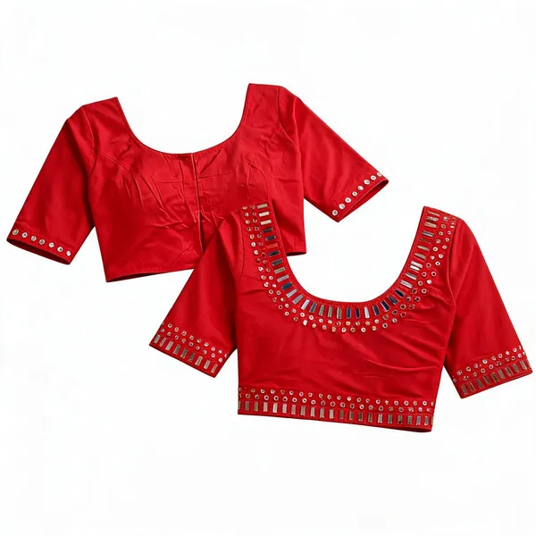Red_Malai_Silk_Cotton_Orginal_Mirror_Embellished_Saree_Blouse_For_Women