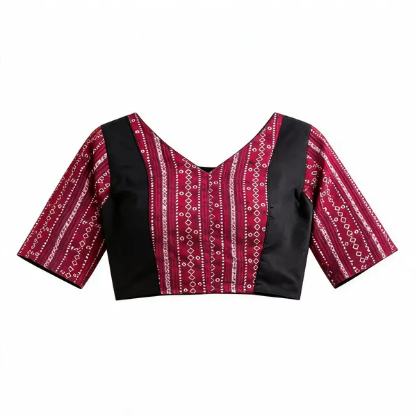 Maroon_Black_Malai_Cotton_Orginal_Mirror_Printed_Embellished_Blouse_For_Women