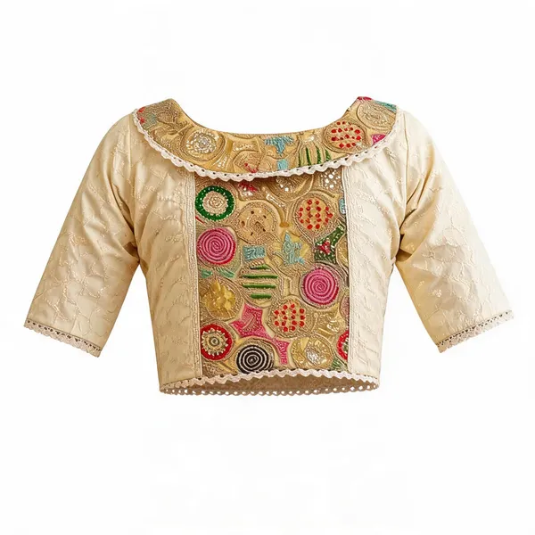 Cream_Akoba_Embroidered_Sleeve_Blouse_For_Women