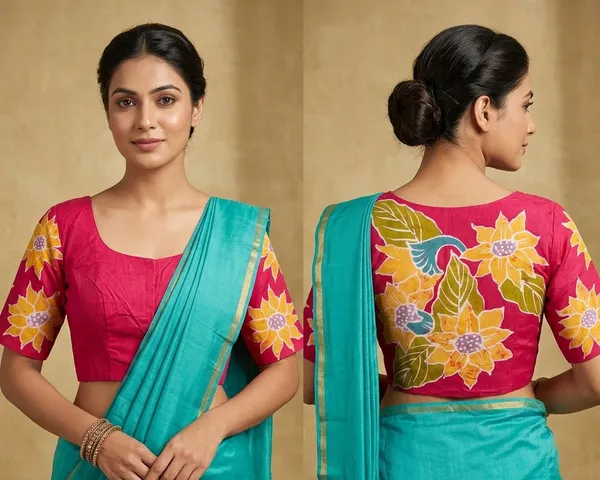 Turquoise_Floral_Print_Saree_Set_for_Women