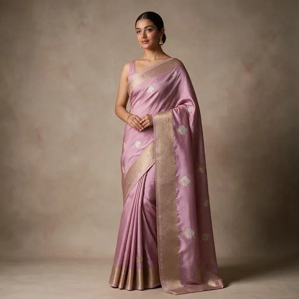 Pink_Silk_Zari_Border_Floral_Woven_Saree_For_Women