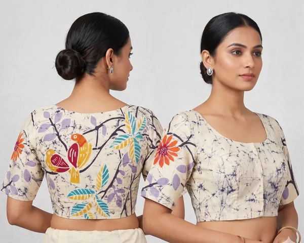 Cream_Printed_Short_Sleeve_Blouse_for_Women