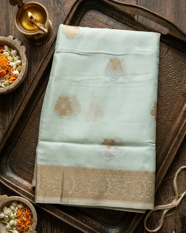 Mint_Silk_Zari_Border_Saree_For_Women
