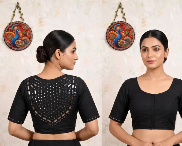 Black_Embellished_Short_Sleeve_Blouse_for_Women