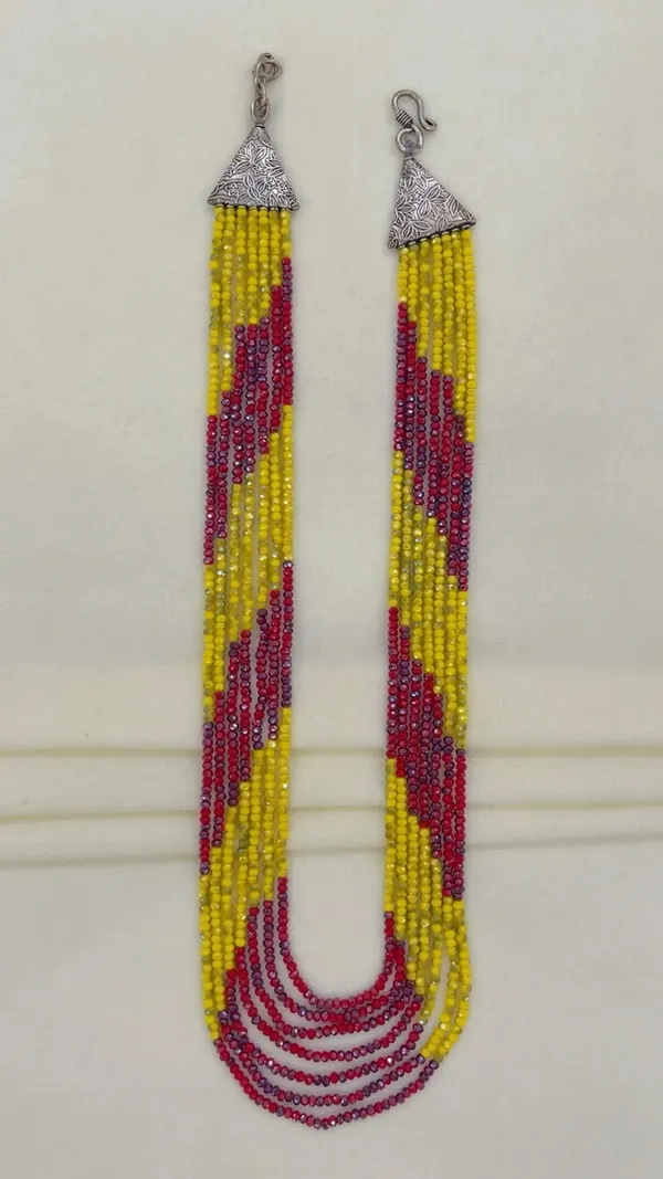 Yellow_Red_Beaded_Necklace_Set_for_Women