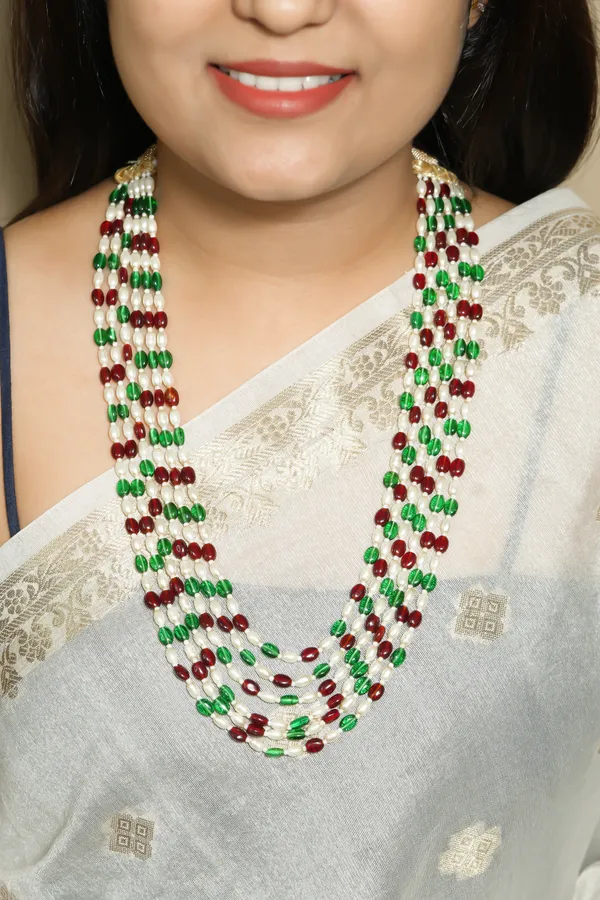 Red_Green_White_Beaded_Multistrand_Necklace_for_Women
