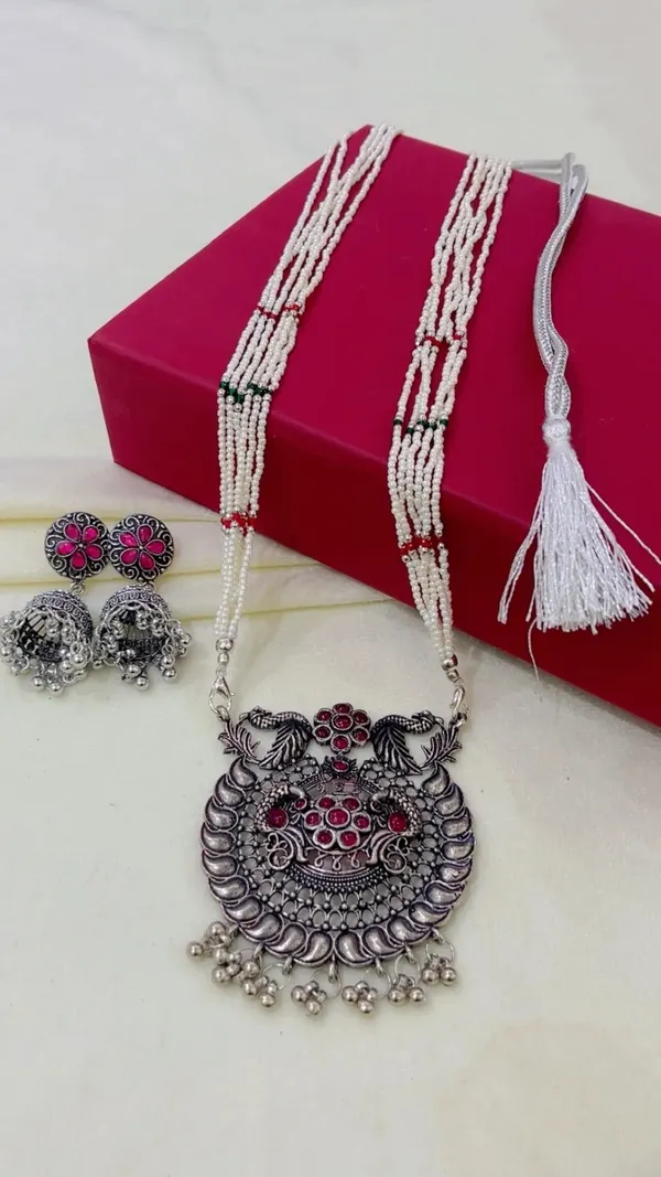 Silver_Oxidized_Beaded_Necklace_Set_for_Women