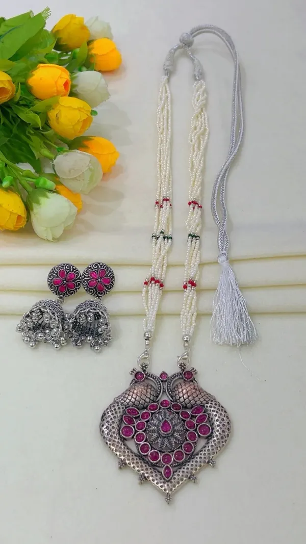 Silver_Oxidized_Pearl_Beaded_Necklace_Set_for_Women