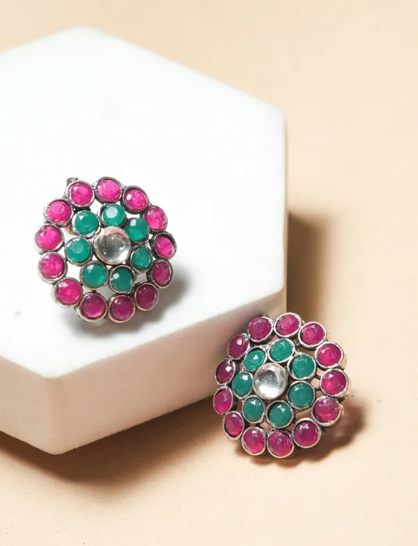 Pink_Green_Stud_Earrings_for_Women