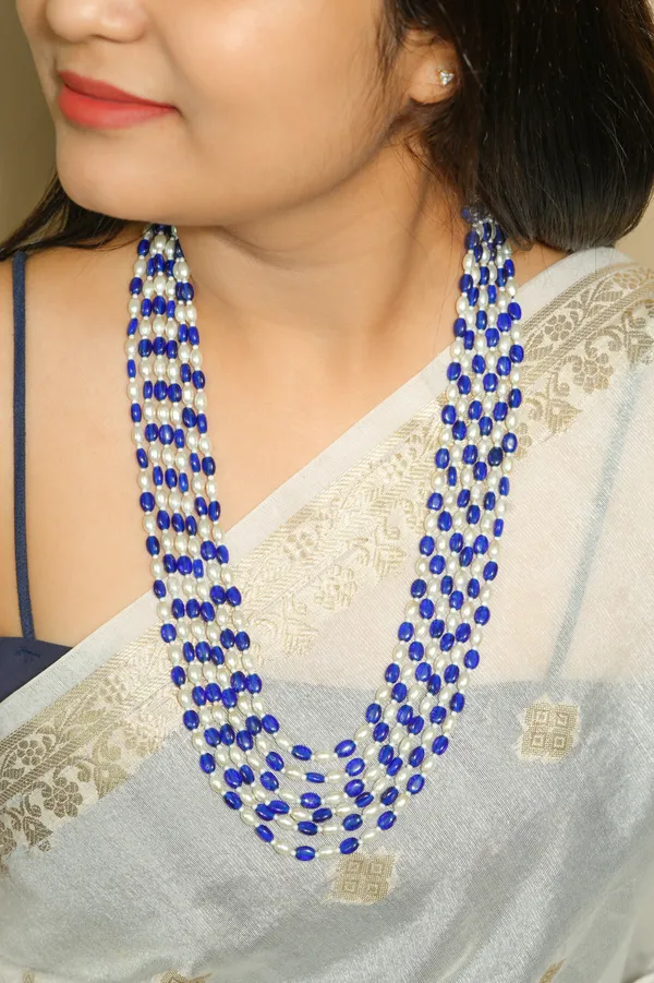 Blue_White_Beaded_Multi_Strand_Necklace_for_Women
