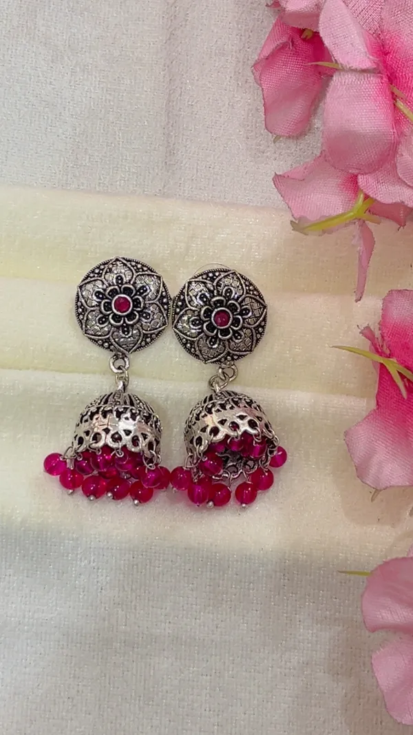 Silver-Tone_Oxidised_Floral_Jhumka_Earrings_for_Women