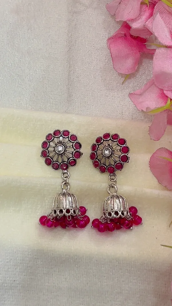 Silver_Tone_Pink_Stone_Jhumka_Earrings_for_Women