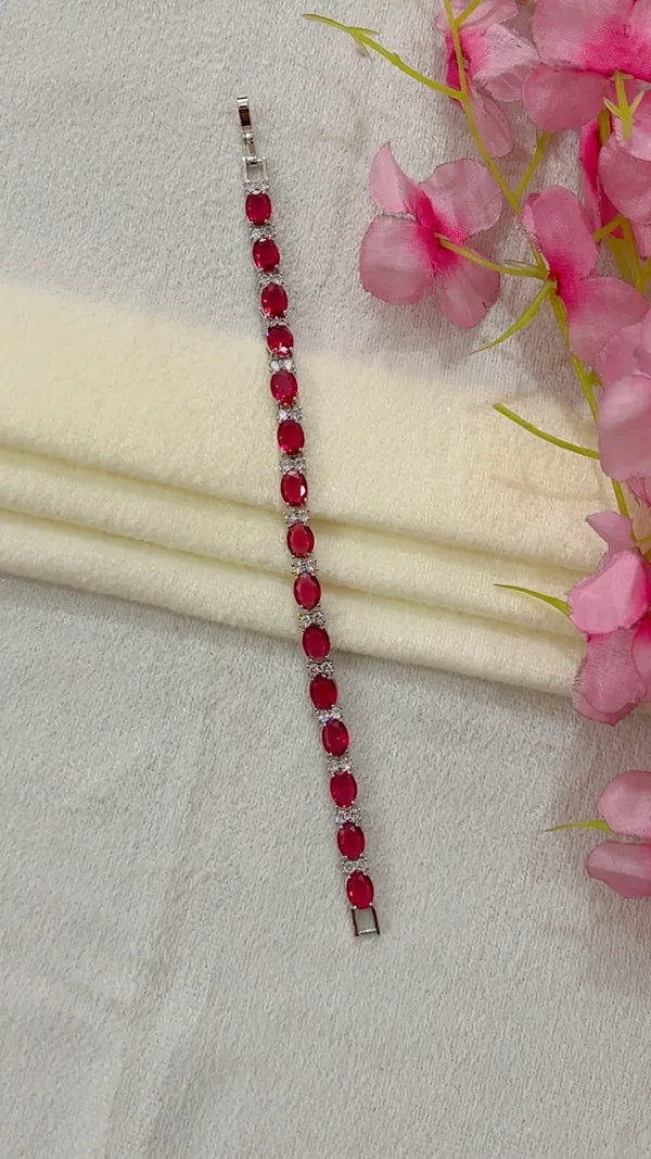 Red_Silver_Tone_Oval_Stone_Bracelet_for_Women