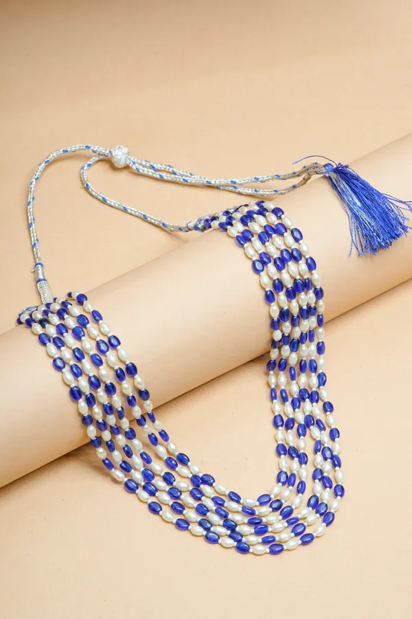 Blue_White_Beaded_Multi_Strand_Necklace_for_Women