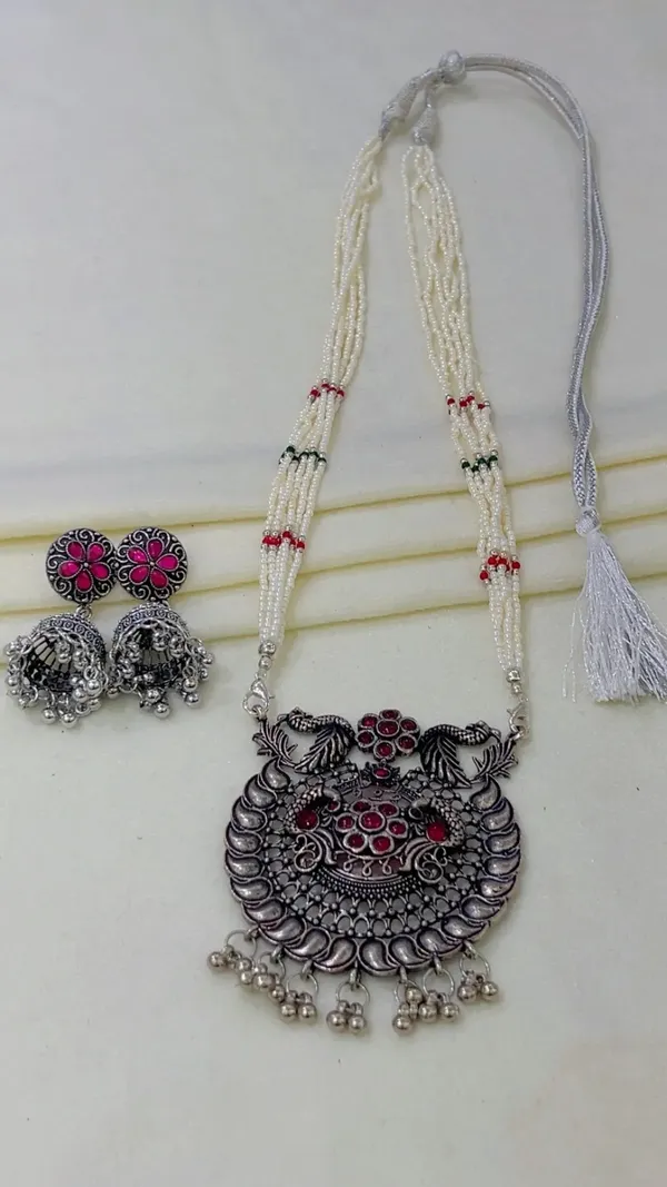 Silver_Oxidized_Beaded_Necklace_Set_for_Women