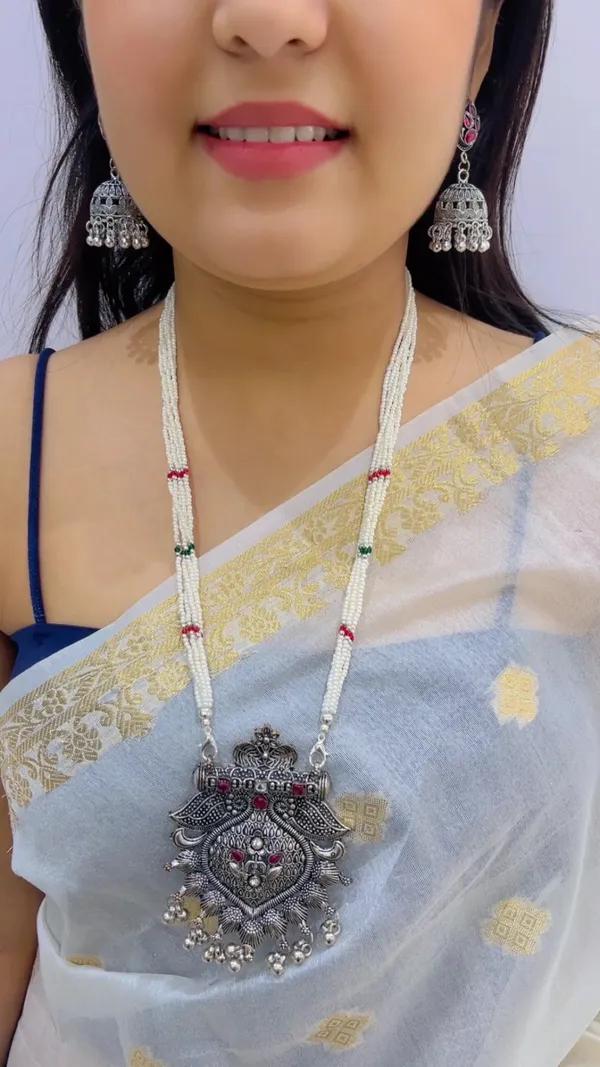 Silver_Tone_Traditional_Beaded_Necklace_Set_For_Women
