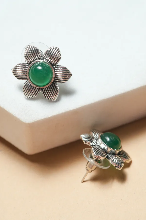 Green_Floral_Stud_Earrings_for_Women