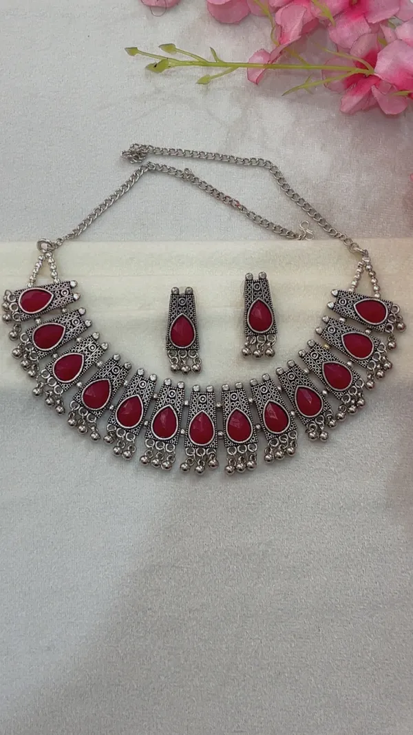 Red_Stone_Oxidised_Necklace_Set_for_Women