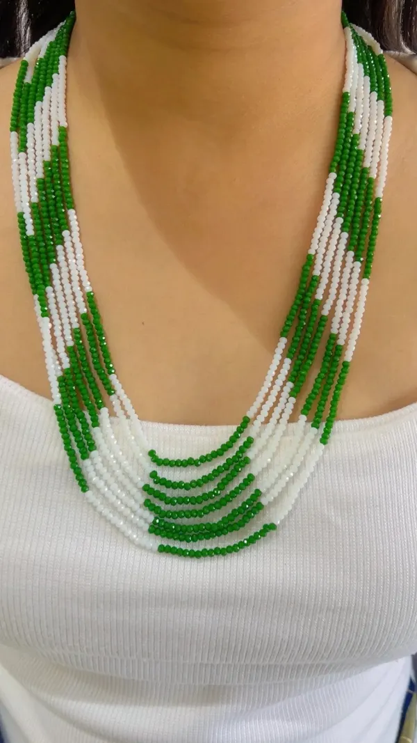 Green_And_White_Beaded_Multi-Strand_Necklace_for_Women