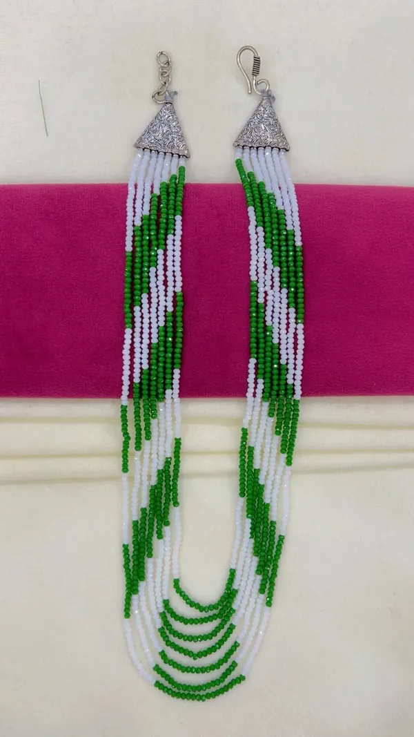Green_And_White_Beaded_Multi-Strand_Necklace_for_Women