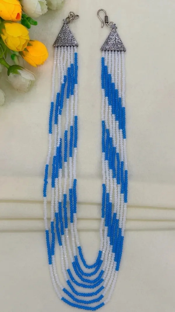 Blue_And_White_Beaded_Multi_Strand_Necklace_for_Women