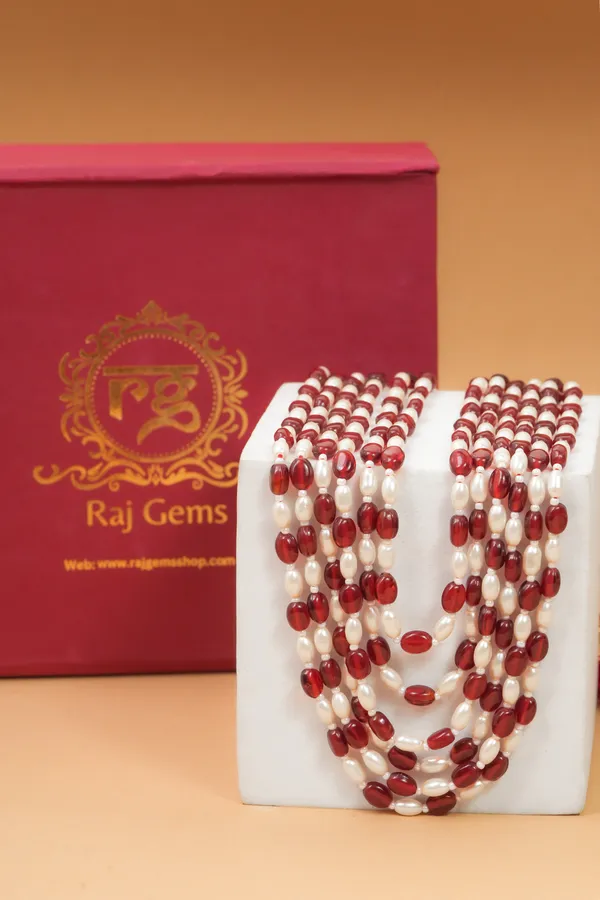 Red_And_White_Beaded_Layered_Necklace_for_Women