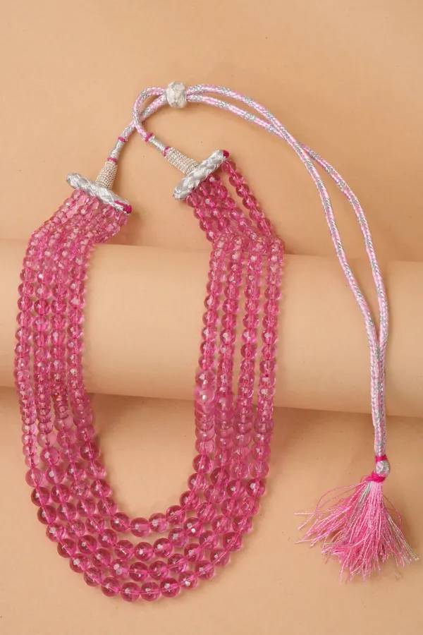Pink_Beaded_Layered_Necklace_For_Women