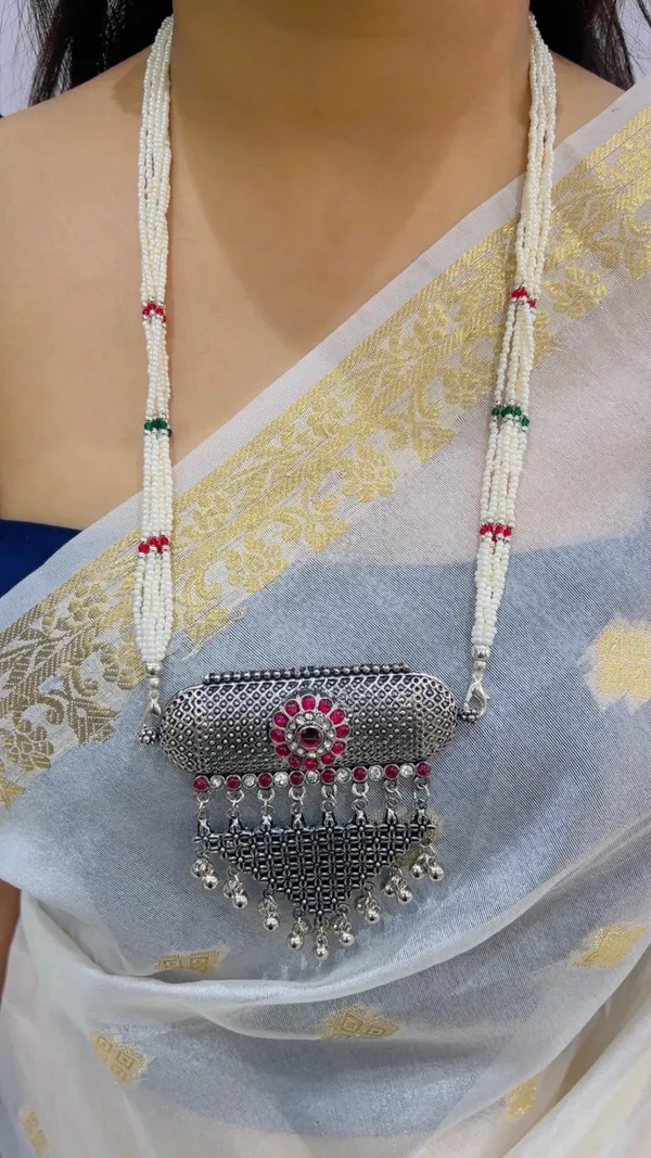 Silver_Tone_Beaded_Statement_Necklace_Set_For_Women