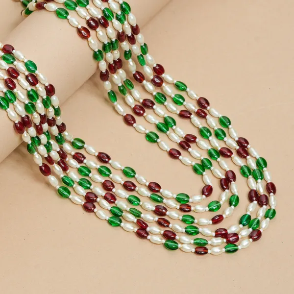 Red_Green_White_Beaded_Multistrand_Necklace_for_Women