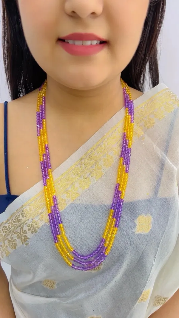 Purple_And_Yellow_Beaded_Layered_Necklace_for_Women