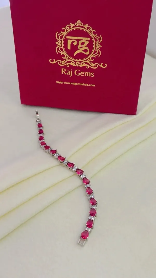 Silver-Tone_Red_Stone_Teardrop_Bracelet_for_Women