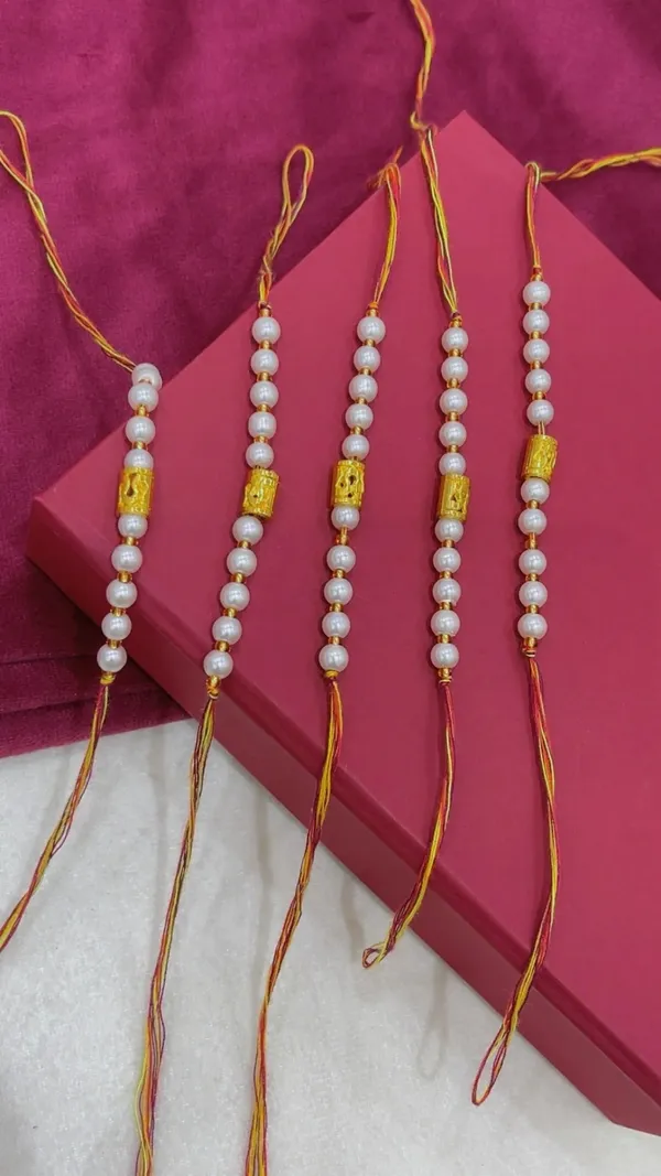 White_Pearl_Beaded_Rakhi_Set_For_Brothers