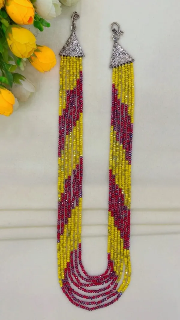 Yellow_Red_Beaded_Necklace_Set_for_Women