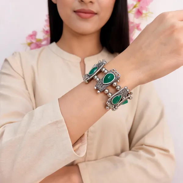 Green_Oxidised_Metal_Link_Bracelet_for_Women
