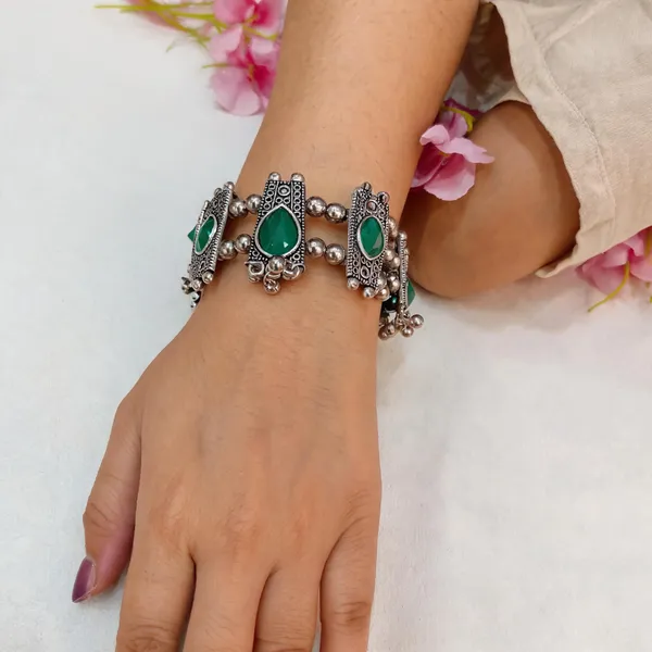Green_Oxidised_Metal_Link_Bracelet_for_Women