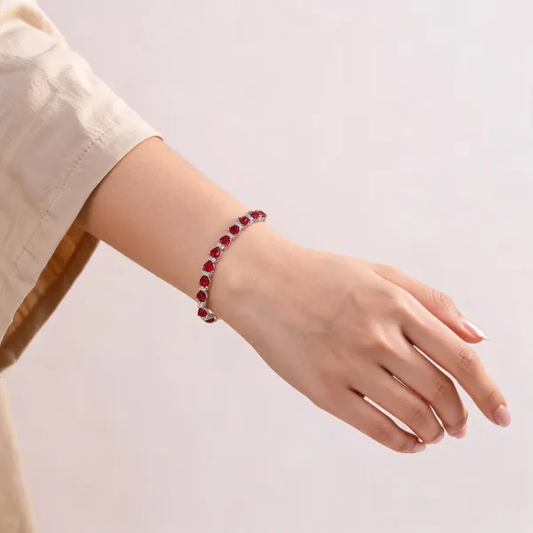 Silver-Tone_Red_Stone_Teardrop_Bracelet_for_Women