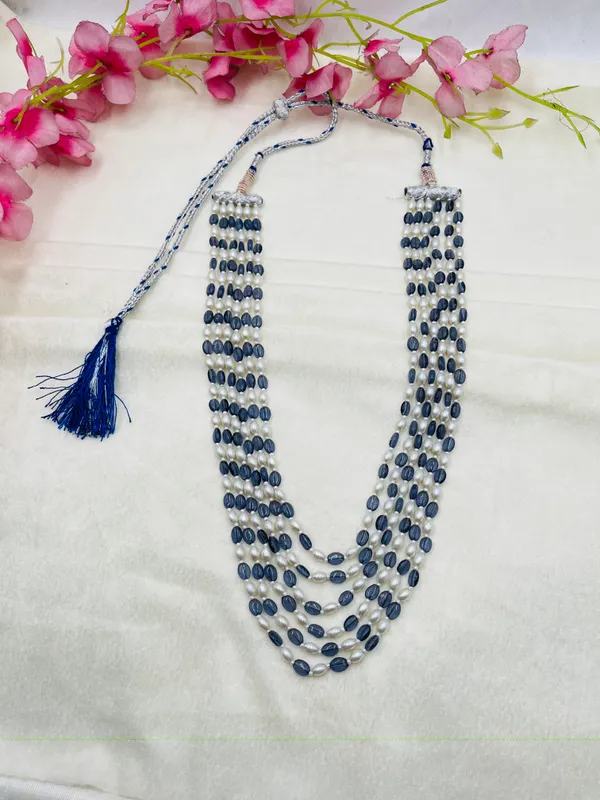 Blue_And_White_Beaded_Layered_Necklace_for_Women