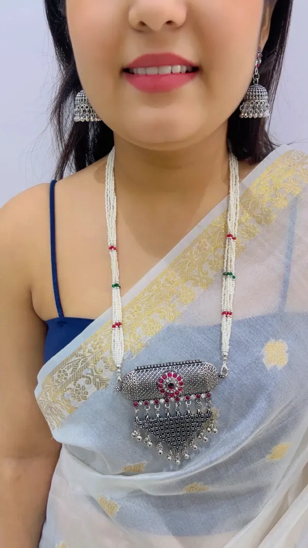 Silver_Tone_Beaded_Statement_Necklace_Set_For_Women