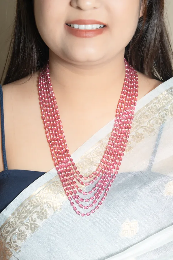Pink_Beaded_Multi-Strand_Necklace_for_Women
