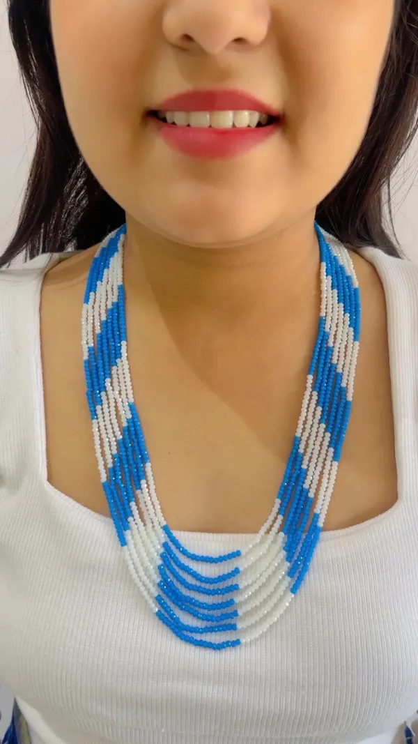 Blue_And_White_Beaded_Multi_Strand_Necklace_for_Women