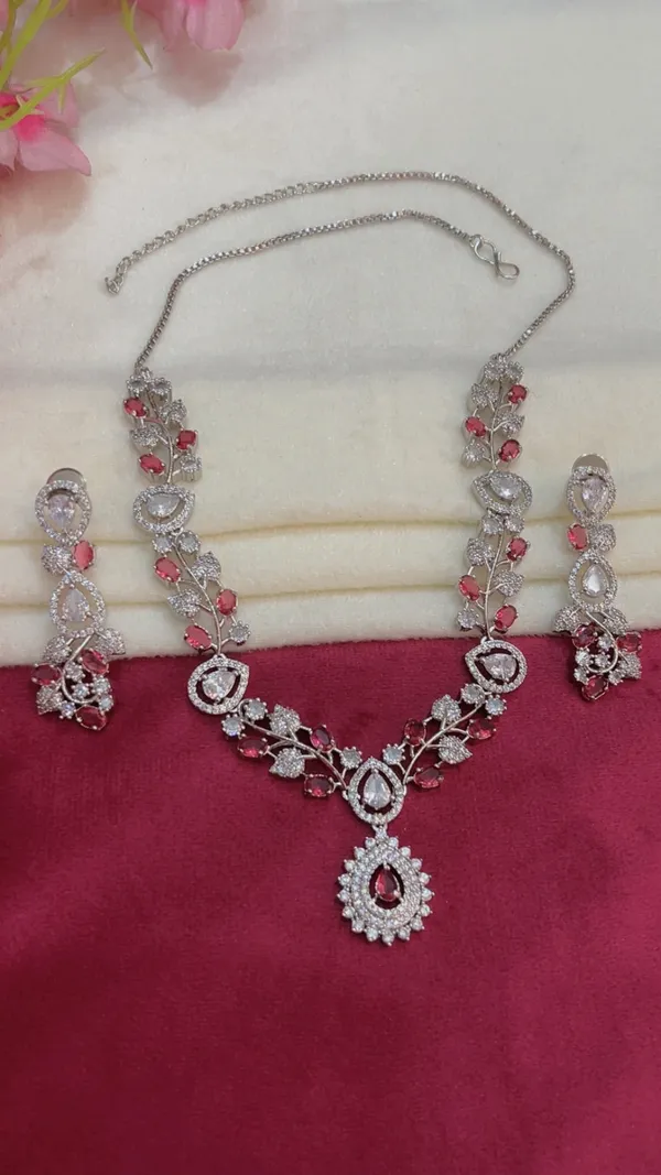Silver-Tone_Red_Stone_Necklace_Set_for_Women