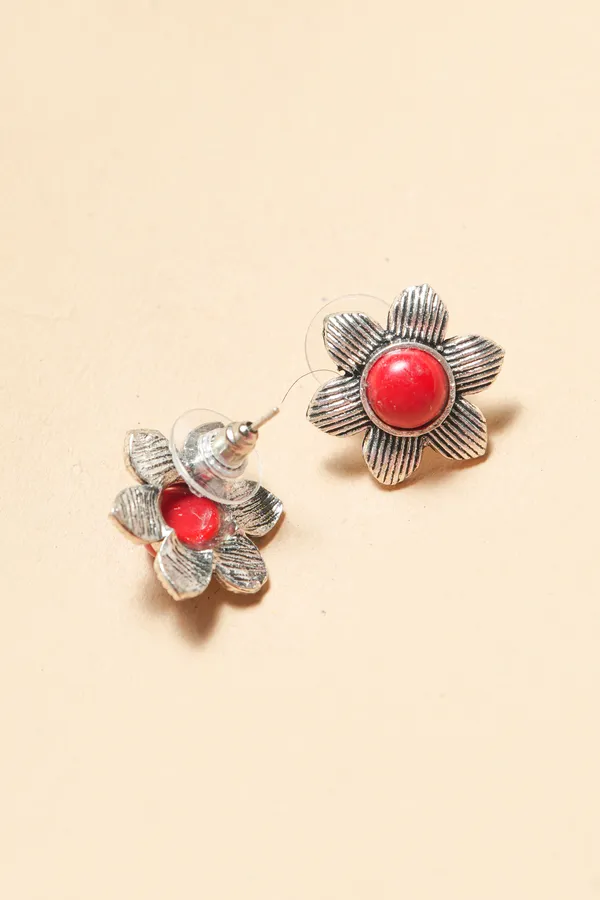 Silver-Toned_Floral_Stud_Earrings_for_Women